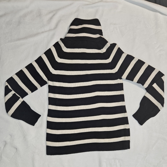 Lauren Jeans Co Ralph Lauren womens L cable knit 1/4 zip black & white p - Picture 6 of 8